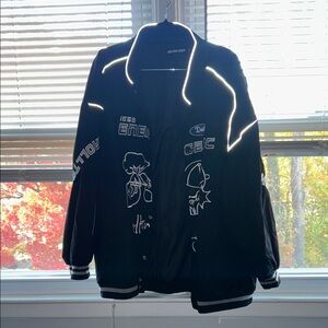 Aelfric Eden Black Bomber Jacket with White Accents